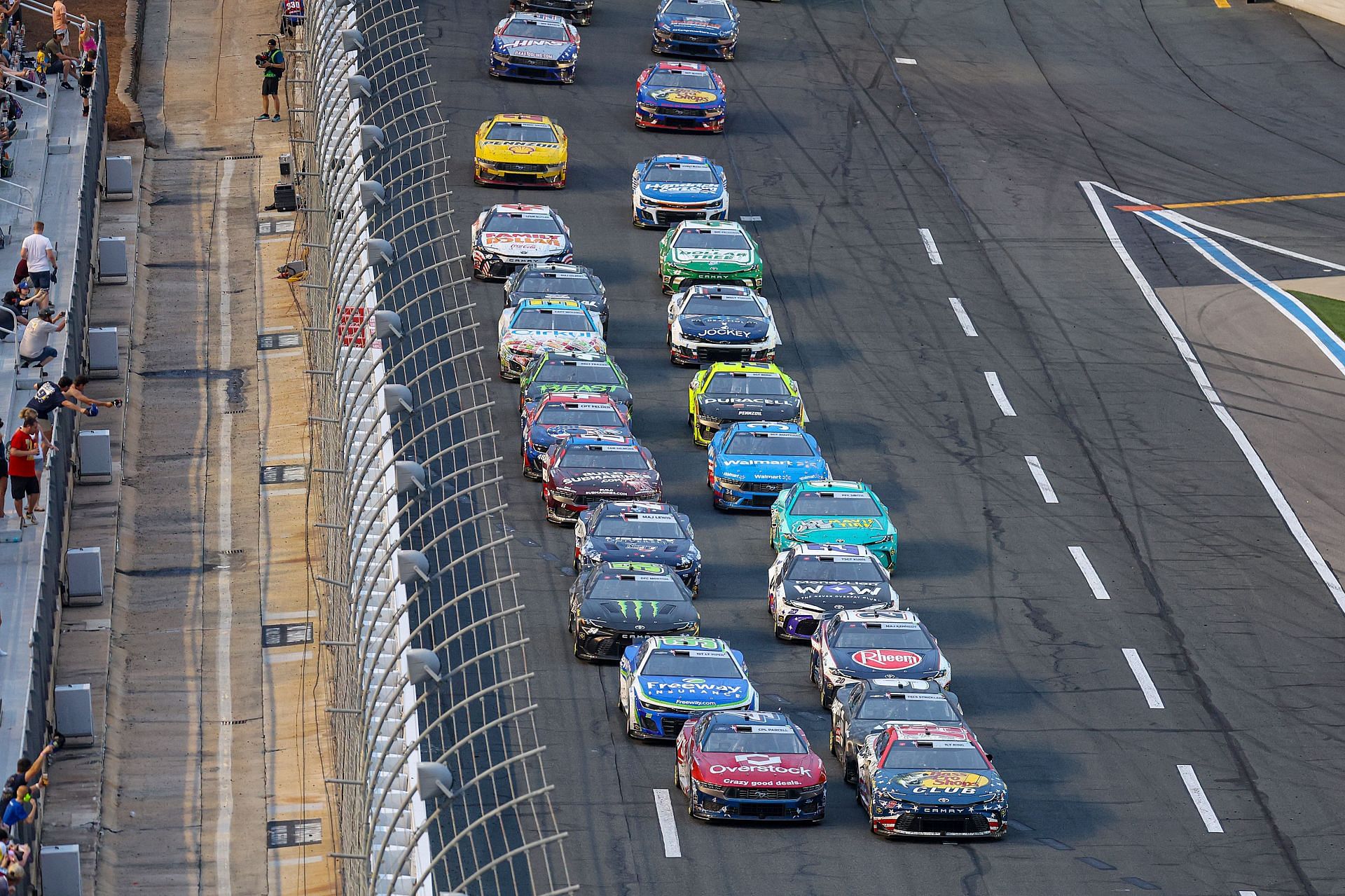 Josh Berry (#4) at the front at Charlotte Motor Speedway last year - Source: Getty